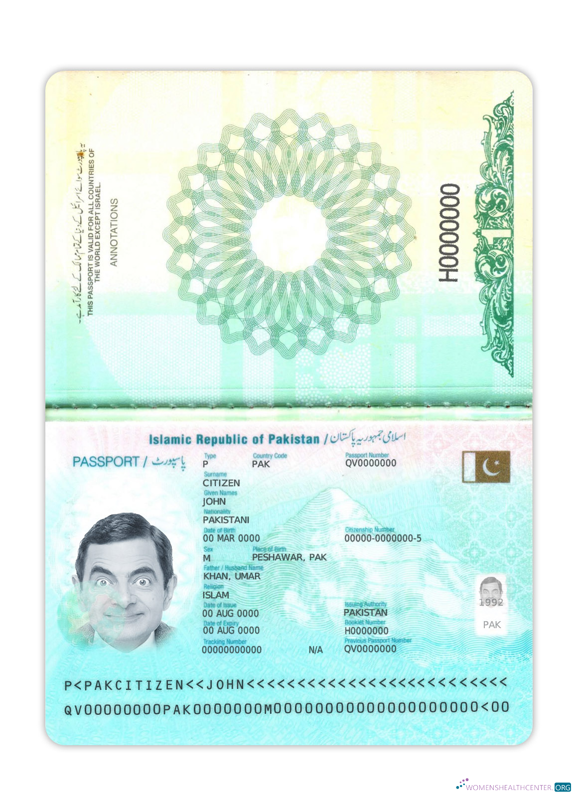 Download Pakistan passport 2023 present Photoshop template